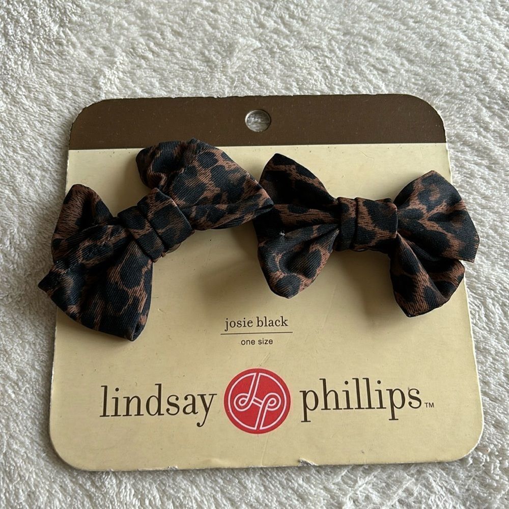 NWT lindsay phillips Josie Black cheetah, print‎ bows ashley sandals